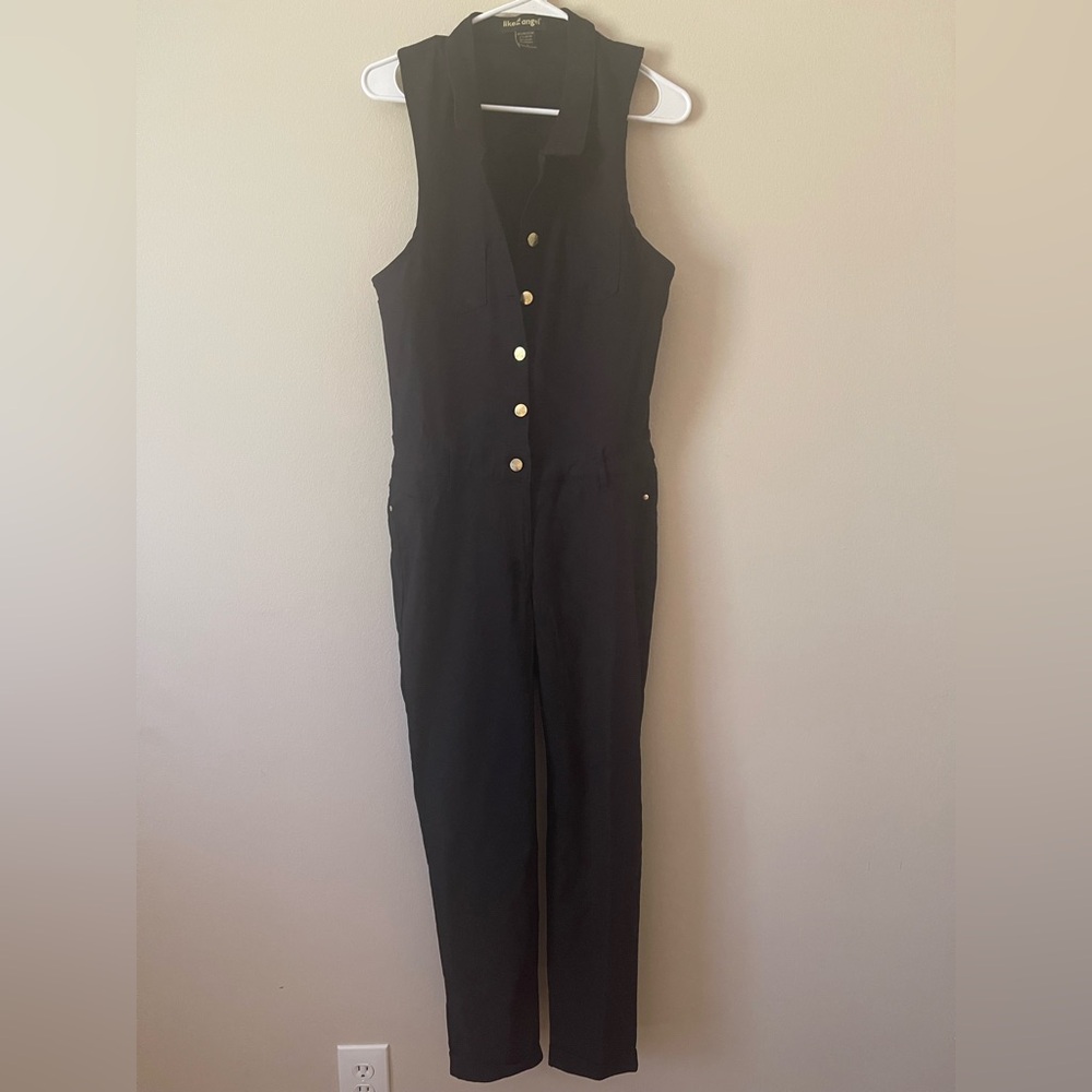 Like an Angel Black Button-Up Jumpsuit